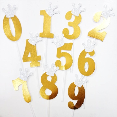 SC- 50 thẻ set cắm số vương miện vàng trơn 0 - 9