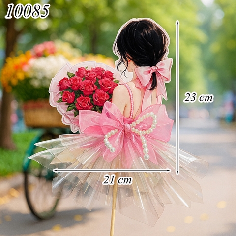 Phôi Đựng Tiền Cô Gái Váy Hồng Ôm Hoa + 10 Meka Tiền TP