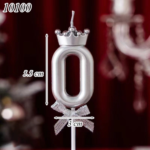 Nến số 0 vương miện bạc