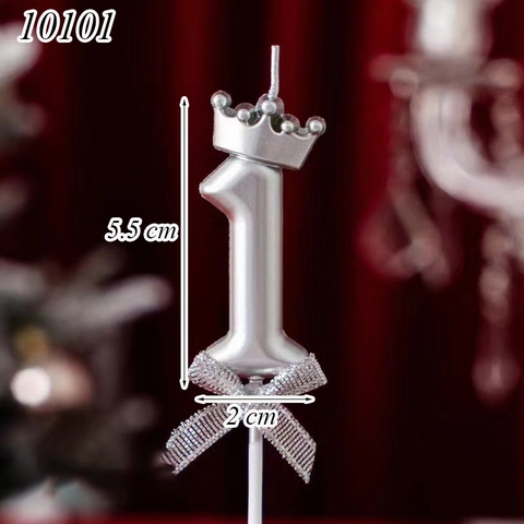 Nến số 1 vương miện bạc