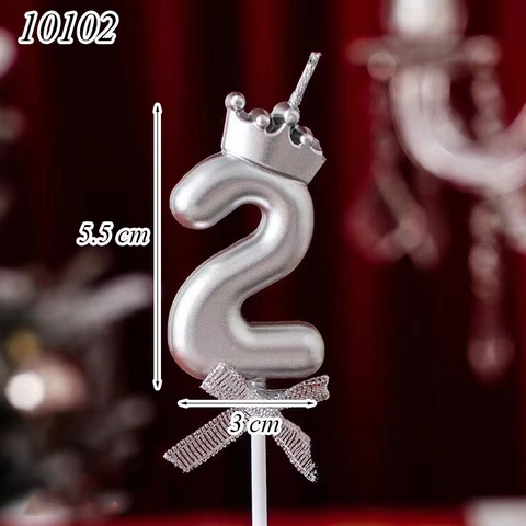 Nến số 2 vương miện bạc