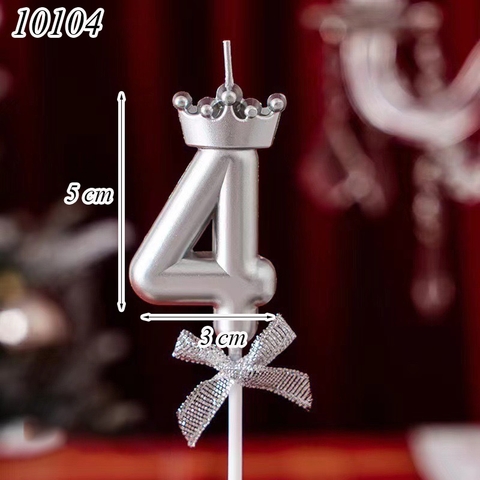 Nến số 4 vương miện bạc