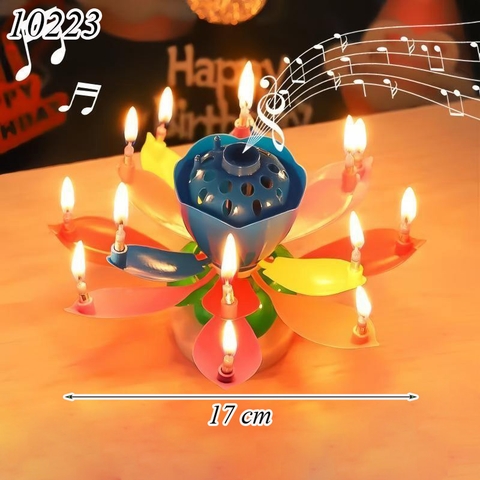Nến Hoa Sen Phát Nhạc Nở Hoa Mix Màu 2 Tầng ( 14 Nến )