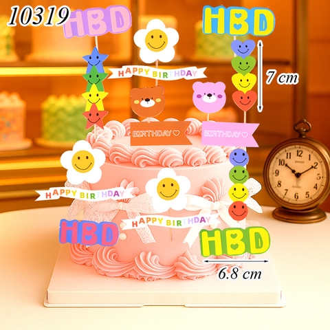 SCG-Set cắm HBD hoa mặt cười, gấu, bóng bay, ngôi sao TQ