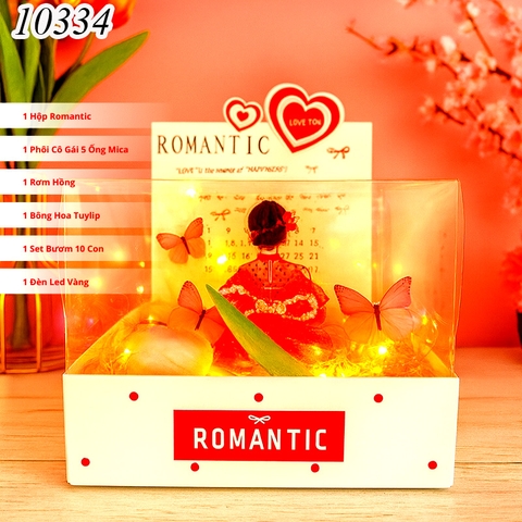Combo Hộp Romantic Trắng + Phôi Cô Gái 5 Ống Tiền + Thành Phần