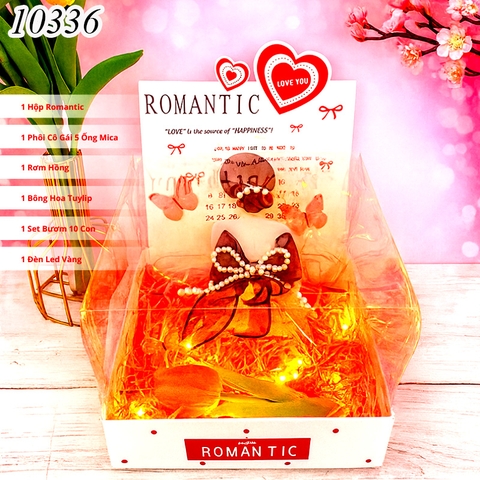 Combo Hộp Romantic Trắng + Phôi Cô Gái 5 Ống Tiền + Thành Phần