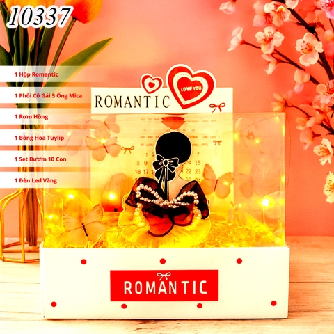 Combo Hộp Romantic Trắng + Phôi Cô Gái 5 Ống Tiền + Thành Phần