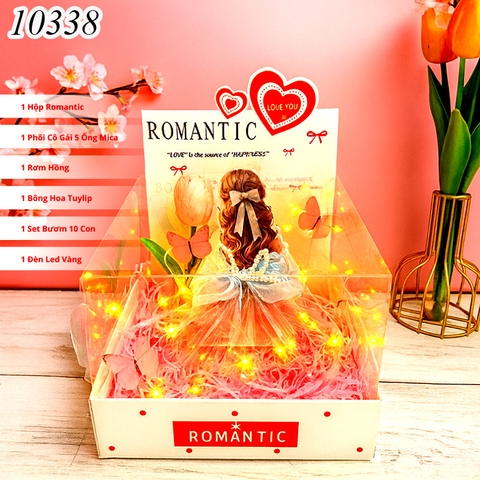 Combo Hộp Romantic Trắng + Phôi Cô Gái 10 Ống Tiền + Thành Phần