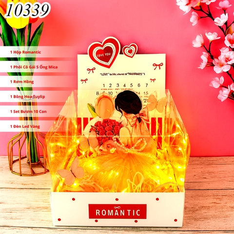 Combo Hộp Romantic Trắng + Phôi Cô Gái 10 Ống Tiền + Thành Phần