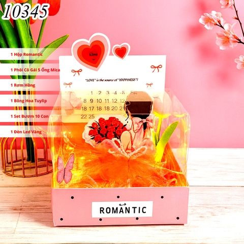 Combo Hộp Romantic HỒNG + Phôi Cô Gái 10 Ống Tiền + Thành Phần