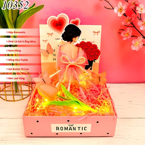 Combo Hộp Romantic HỒNG + Phôi Cô Gái 5 Ống Tiền + Thành Phần