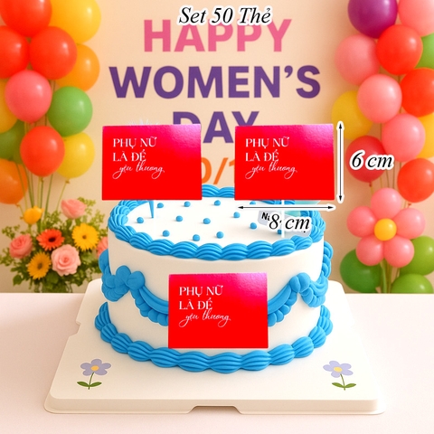 Túi 50 thẻ Phụ Nữ Là Để Yêu Thương Vuông Đỏ Size To