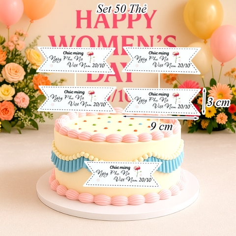 Túi 50 Thẻ Chúc Mừng Ngày Phụ Nữ Vêt Nam 20-10 Trắng Size Nhỏ