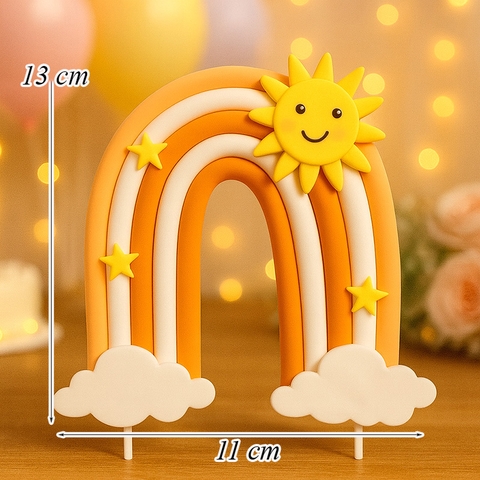 Cầu vồng vàng cam đất set gắn mặt trời