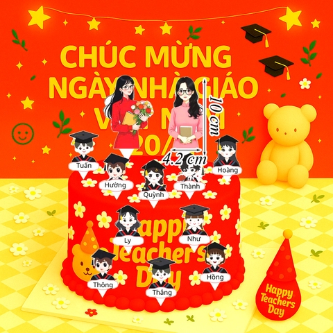 Set 12 Thẻ Cô Giáo Đeo Kính Và Học Sinh Ngày 20/11 M4