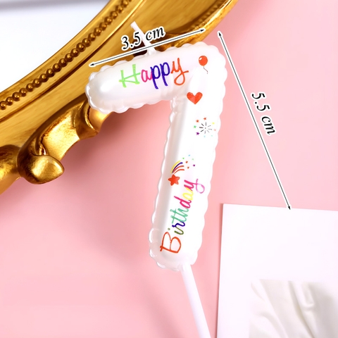 Nến Số 7 Màu Trắng In Chữ Happy Birthday