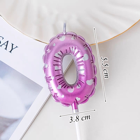 Nến Số 0 Màu Tím In Trái Tim
