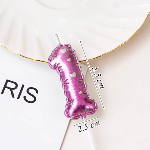 Nến Số 1 Màu Tím In Trái Tim