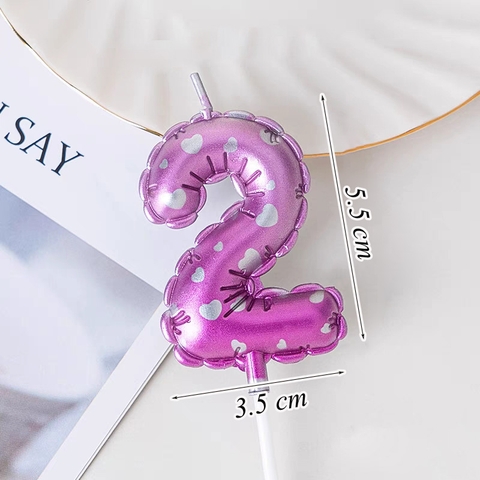 Nến Số 2 Màu Tím In Trái Tim