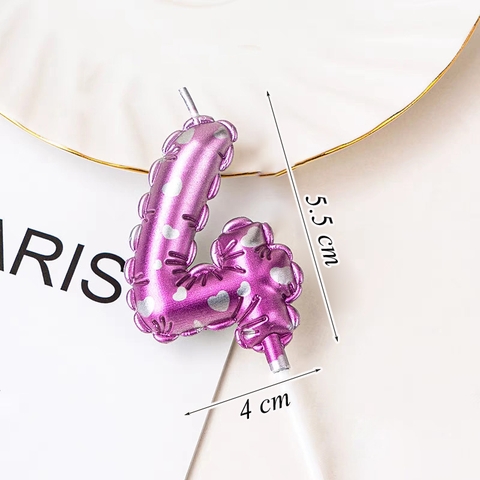 Nến Số 4 Màu Tím In Trái Tim