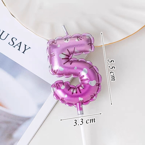 Nến Số 5 Màu Tím In Trái Tim