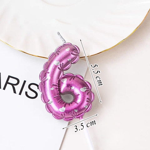 Nến Số 6 Màu Tím In Trái Tim