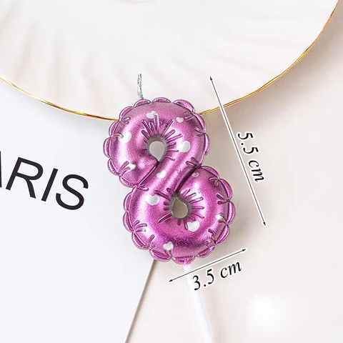 Nến Số 8 Màu Tím In Trái Tim