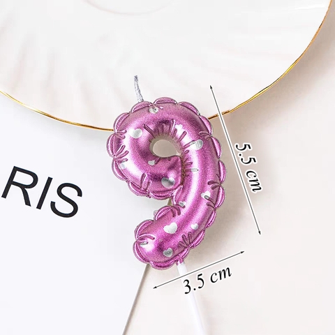 Nến Số 9 Màu Tím In Trái Tim