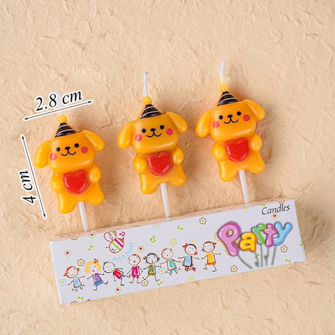 Bộ 3 Nến Hình Chó Vàng Cầm Tim