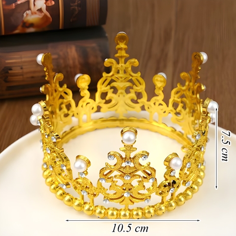 VM - vương miện 5 cánh ngọc trai nhựa vàng Size TO