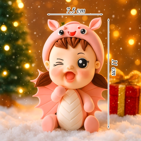Em Bé Rồng Đất Sét Màu Hồng