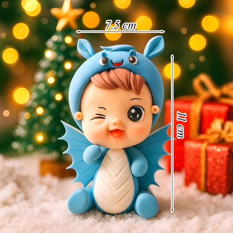Em Bé Rồng Đất Sét Màu Xanh Dương