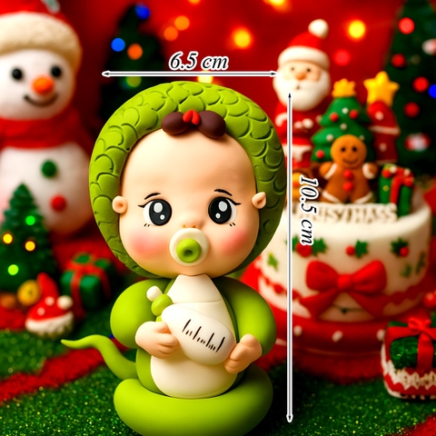 Em Bé Rắn Xanh Lá Chibi Đất Sét