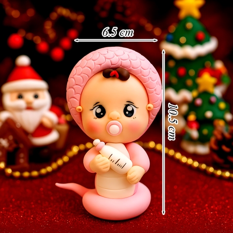 Em Bé Rắn Hồng Chibi Đất Sét