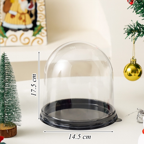 Hộp Nhựa Mini Trong Suốt Đế Đen Nắp Vòm 17cm