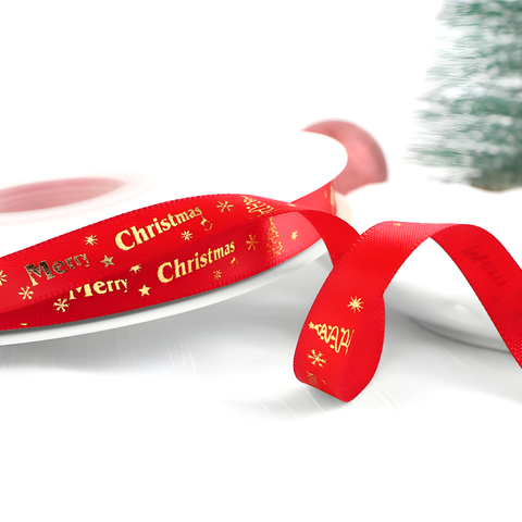 Ruy Băng Noel Đỏ In Chữ MERRY CHRISTMAS (1cm-22m) M1
