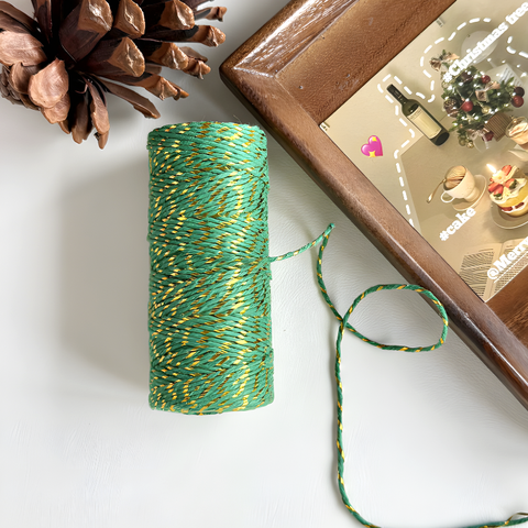 Cuộn dây len sợi bông xanh vàng dài 100m TQ