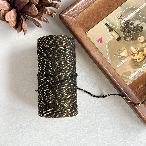 Cuộn dây len sợi bông đen vàng dài 100m TQ