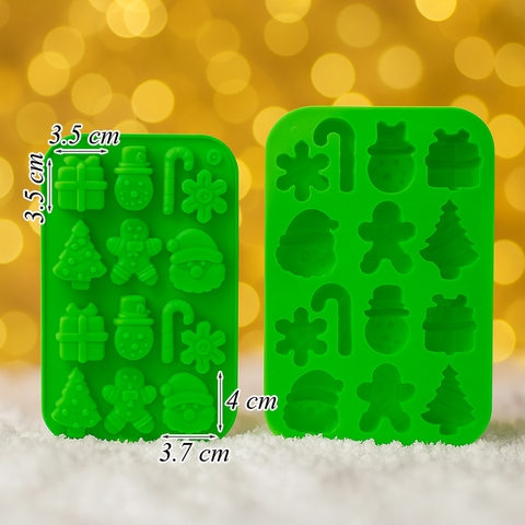 Khuôn Silicone Noel Xanh 14 Hình