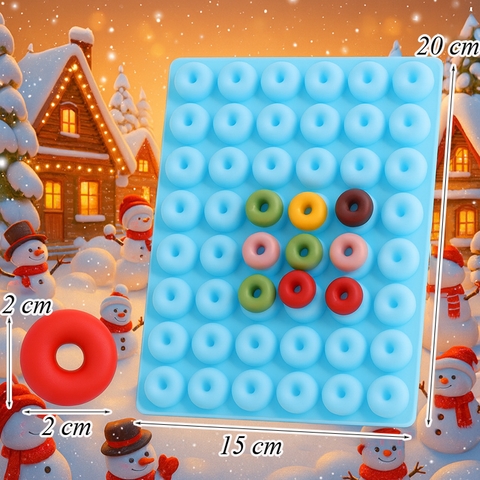 Khuôn Silicone Xanh Dương Bánh Donut Mini 48 lỗ