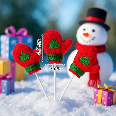 Set 3 Găng Tay Mini Đỏ Trái Tim Xanh