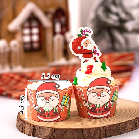 Set 50 Cốc Giấy Cupcake Họa Tiết Ông Già Noel 1 Size Nhỏ