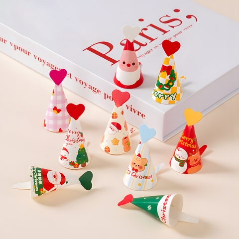 Set 9 Mũ Noel Mini Gắn Tim