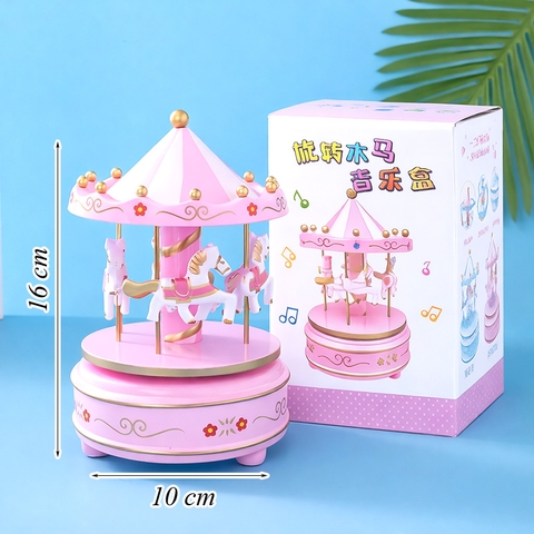 Hộp Nhạc Ngựa Xoay Hồng TQ
