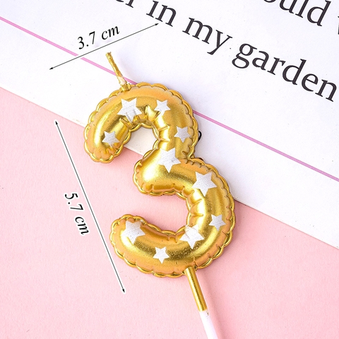 Nến Số 3 Vàng Sao