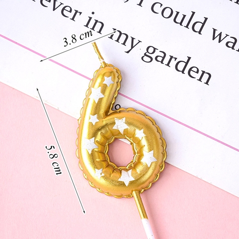 Nến Số 6 Vàng Sao