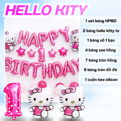 Bóng Chữ HPBD Mèo Kitty