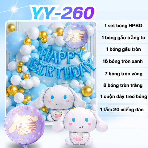 Bóng Chữ HPBD Chó Trắng YY-260