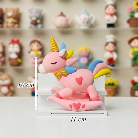 Tượng Đất Set Ngựa Hồng 1 Sừng