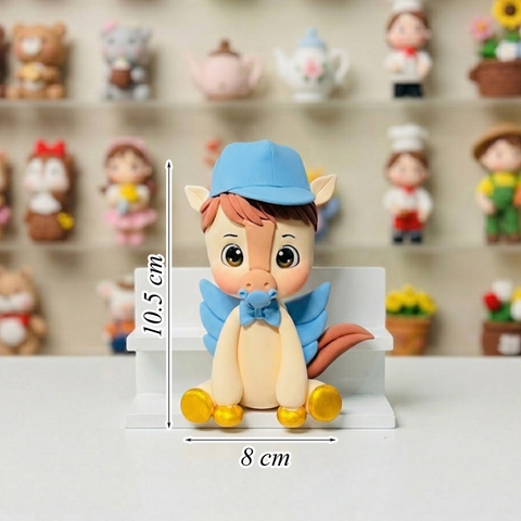 Tượng Đất Set Ngựa Xanh Ngồi Đội Mũ